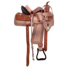 11003 Premium Western Barrel Trail Leather Horse Saddle Tack 15.5"
