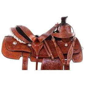 11008 Premium Western Tooled Roping Ranch Horse Saddle 15 16