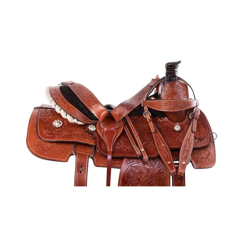 Premium Western Tooled Roping Ranch Horse Saddle 15 16