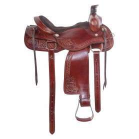11013 Beautiful Hand Carved Western Trail Roping Horse Saddle 16