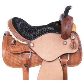 11019 Rough Out Ranch Roping Western Leather Horse Saddle Tack 15 17