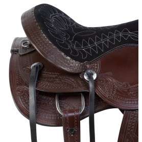 11022 Dark Brown Comfy Western Tooled Leather Horse Saddle Tack Set