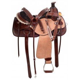 11036 Rough Out Hand Carved Western Leather Ranch Roping Horse Saddle Tack