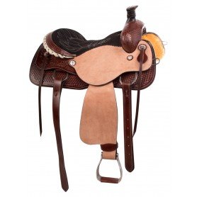 11036 Rough Out Hand Carved Western Leather Ranch Roping Horse Saddle Tack