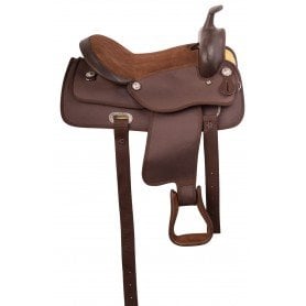 11041 Brown Synthetic Light Wight Western Trail Pleasure Horse Saddle Tack Set