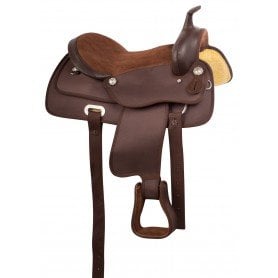 11041 Brown Synthetic Light Wight Western Trail Pleasure Horse Saddle Tack Set