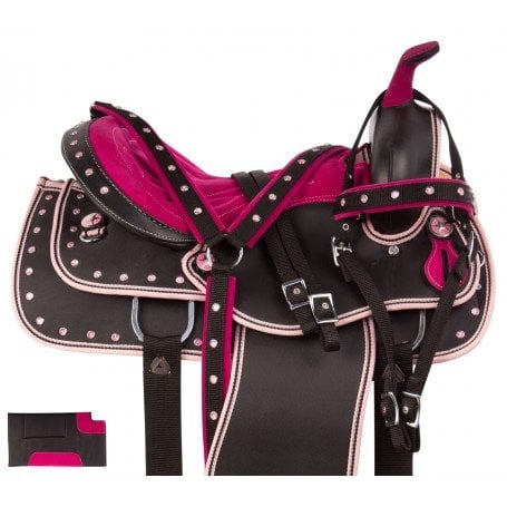 Pink Crystal Light Weight Western Synthetic Show Trail Horse Saddle Tack