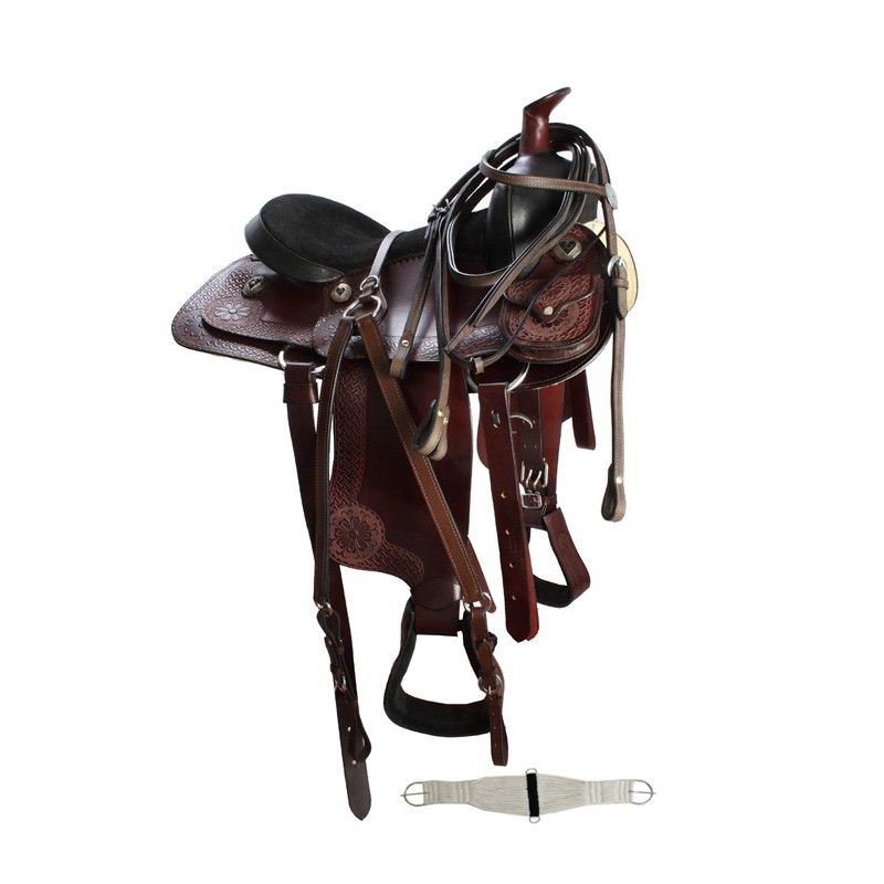 16 Gorgeous Mahogany Deeply Tooled Saddle W Saddle bag
