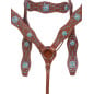Turquoise Blue Western Leather Tooled Silver Show Horse Tack Set