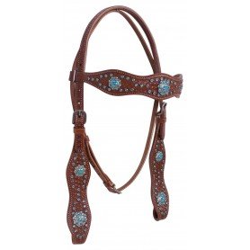 11052 Turquoise Blue Western Leather Tooled Silver Show Horse Tack Set