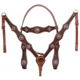 11057 Antique Western Pleasure Hand Carved Leather Horse Tack Set