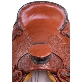 11076 Hard Seat Western Tooled Leather Wade Tree Ranching Roper Horse Saddle Tack Set