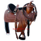 18 Dark Brown Hand Tooled Oiled Leather saddle