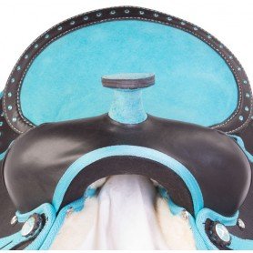 110821 Teal Crystal Show Youth Kids Western Trail Synthetic Horse Saddle Tack Set