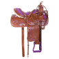 Purple Inlay Crystal Barrel Racing Leather Western Horse Saddle 14
