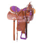 Purple Inlay Crystal Barrel Racing Leather Western Horse Saddle 14
