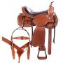 Chestnut Tooled Western Leather Pleasure Trail Ranching Horse Saddle Tack Set