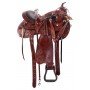 Hand Carved Leather Mahogany Western Pleasure Trail Premium Horse Saddle Tack Package