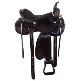 10725 Black Leather Pleasure Trail Western Horse Saddle 15 18