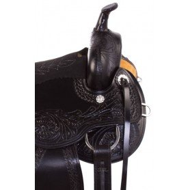 10725 Black Leather Pleasure Trail Western Horse Saddle 15 18