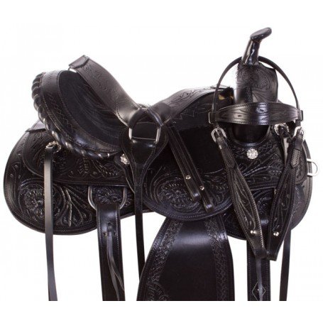 Black Leather Pleasure Gaited Western Horse Saddle 15
