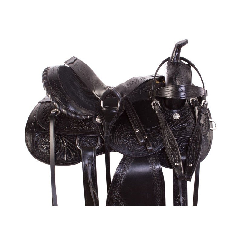 Black Leather Pleasure Trail Western Mule Saddle 15
