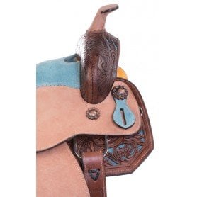 110866 Blue Inlay Premium Western Barrel Racing Trail Leather Horse Saddle Tack