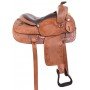 Tan Hand Tooled Premium Western Leather Reining Horse Saddle Tack 15"