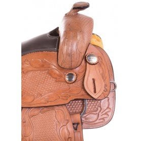 110868 Tan Hand Tooled Premium Western Leather Reining Horse Saddle Tack 15"