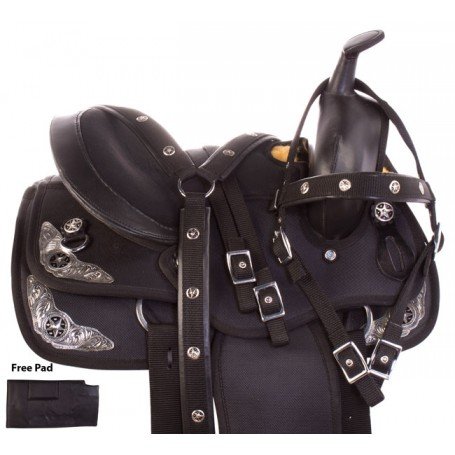 Western Pony Youth Kids Silver Show Synthetic Saddle Tack Set 10