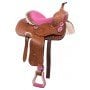 Youth Kid Seat Pink Full Size Western Horse Saddle Leather Tack 13