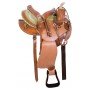 Green Ostrich Leather Western Barrel Racing Trail Round Skirt Horse Saddle Tack Set