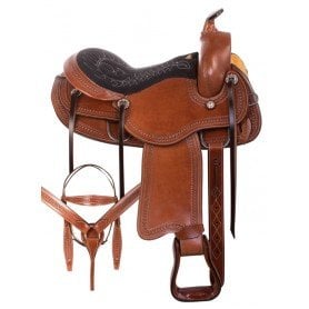 110880 Gaited Tree Western Pleasure Trail Comfy Leather Horse Saddle Tack Set