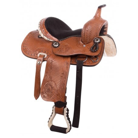 Breast Collar /& Saddle Pad Size 10 to 12 Inches Seat Available Get Matching Headstall ME Enterprises Youth Child Synthetic Western Pony Miniature Horse Saddle Tack Barrel Racing
