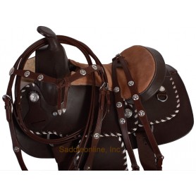 12 Brown Buck Stich Horse Saddle W Tack