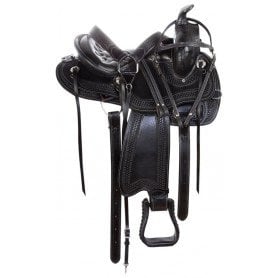 110892 Black Comfy Cush Trail Endurance Western Leather Gaited Horse Saddle Tack Package