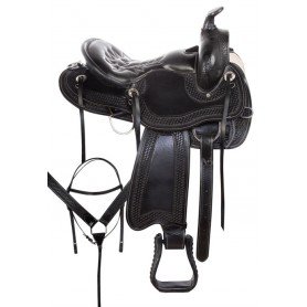 110892 Black Comfy Cush Trail Endurance Western Leather Gaited Horse Saddle Tack Package