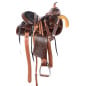 14" Pleasure Trail Hand Carved Antique Oil Western Horse Saddle Tack Set