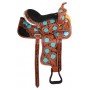 Turquoise Floral Tooled Western Leather Barrel Racing Show Horse Saddle Tack