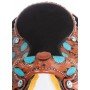 Turquoise Floral Tooled Western Leather Barrel Racing Show Horse Saddle Tack