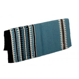 Blue White Black Thick 100 Wool Saddle Blanket  35X37