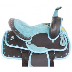 110913P Youth Kids Pony Crystal Western Synthetic Saddle Tack Set Pad