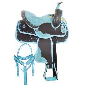 110913P Youth Kids Pony Crystal Western Synthetic Saddle Tack Set Pad
