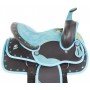 Blue Youth Kids Quarter Horse Crystal Western Synthetic Saddle Tack Set Pad