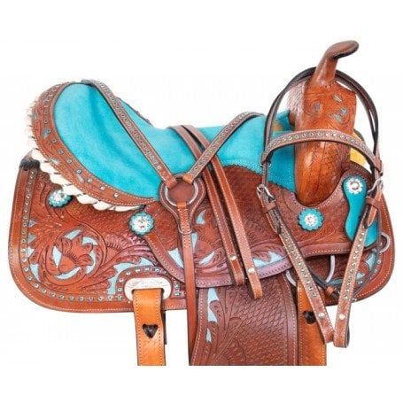 Blue Lake Premium Brown Gaited Leather Western Pleasure Trail Endurance Horse Saddle.