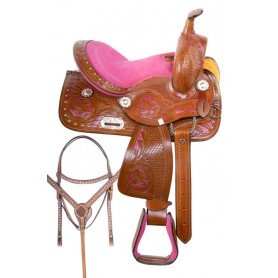 10836 Pink Youth Kids Western Bling Show Pony Saddle Tack 12 13