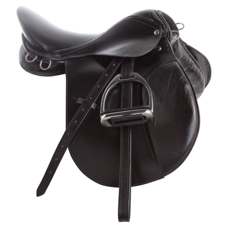 16"-17" NEW SOFTY LEATHER ALL PURPOSE TREELESS HORSE SADDLE BLACK SIZE FIT TO 