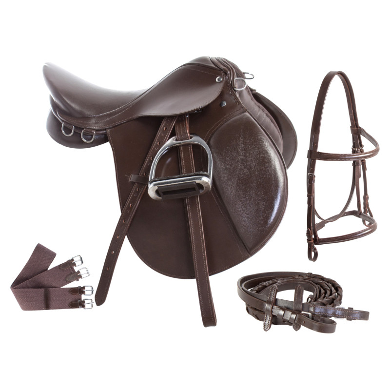 ENGLISH HORSE RIDING LEATHER BLACK BROWN SADDLE TRAIL 15 16 17 18 ALL PURPOSE