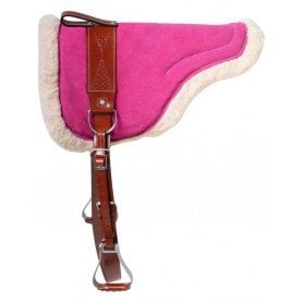 9830 Pink Suede Leather Bareback Saddle Pad With Stirrups