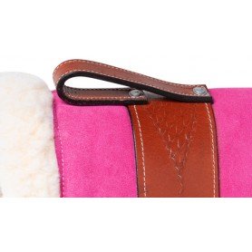 9830 Pink Suede Leather Bareback Saddle Pad With Stirrups